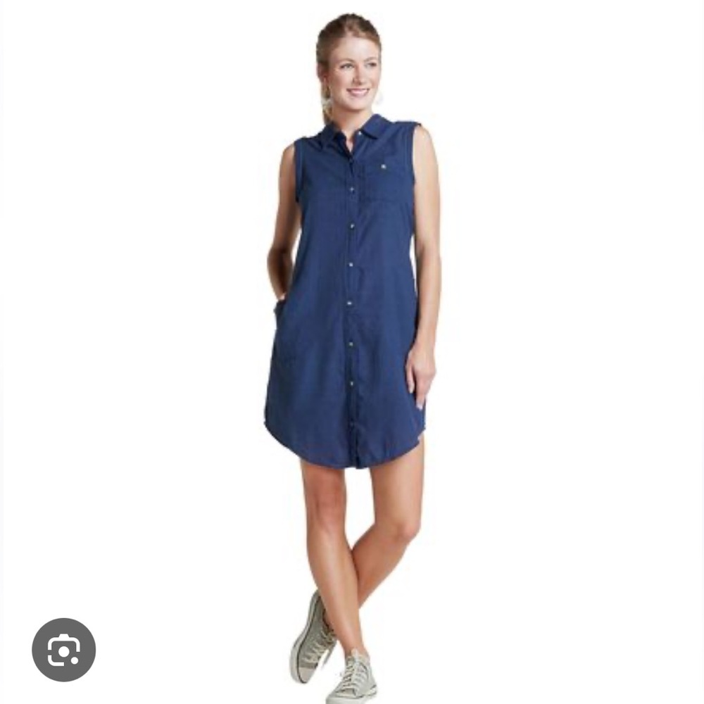 Toad and Co Indigo Ridge 100% Organic Cotton Sleeveless Collared Dress small